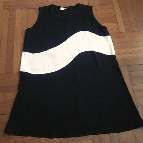 LA PALAPA WOMEN'S VINTAGE BEACH COVER UP, SLEEVELESS, BLACK & WHITE-LARGE - Picture 4 of 7